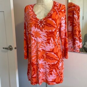 Vibrant Orange and Pink Floral Tunic